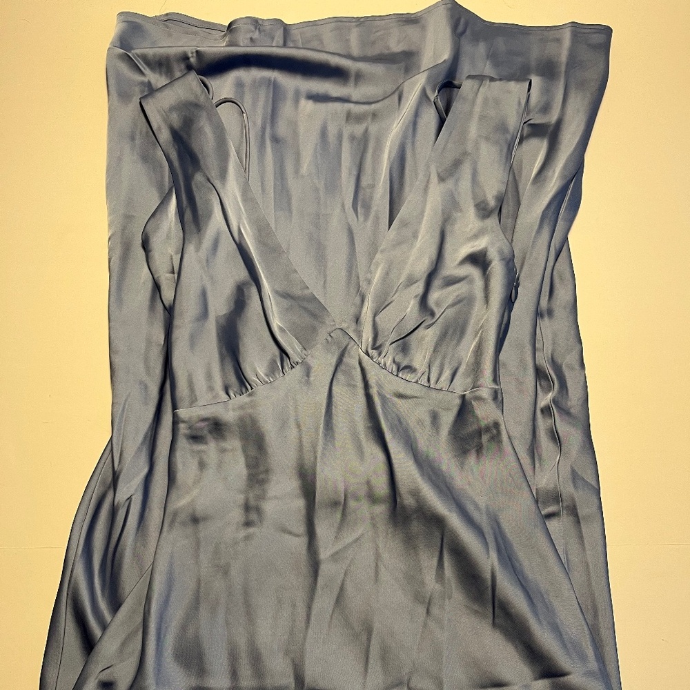 Abercrombie & Fitch Slate Blue Satin Maxi Dress